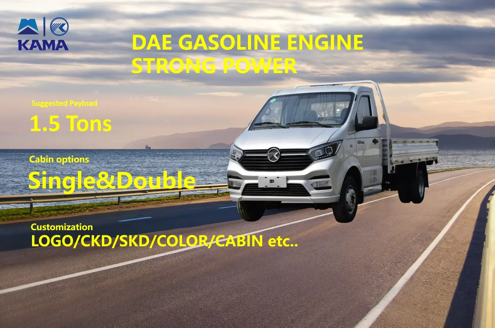 2024 New Cheap 1.5 Ton KAMA 4x2 4x4 Double-5seats Cargo Trucks