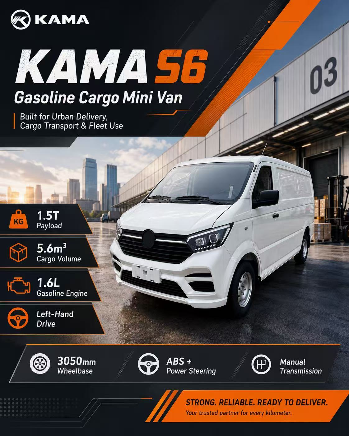 KAMA S6 Gasoline Mini Van | LHD Cargo Mini Van for Commercial Delivery